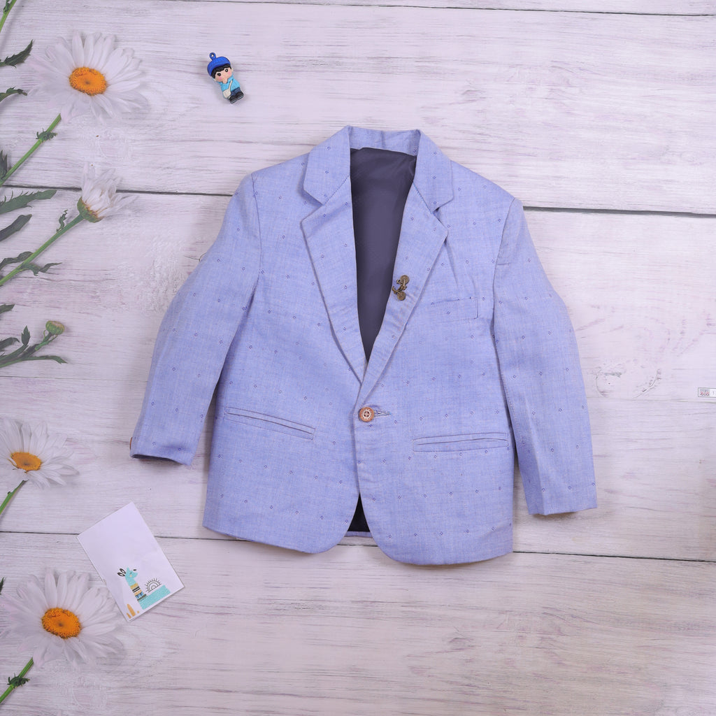 Rikidoos Baby Blue Solid Full Sleeves Blazer