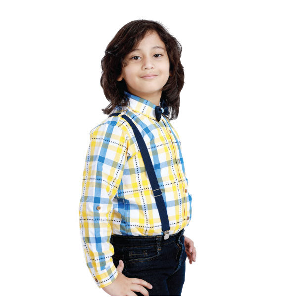 Rikidoos Multi-Coloured Blue, White &  Yellow Shirt with a Suspender