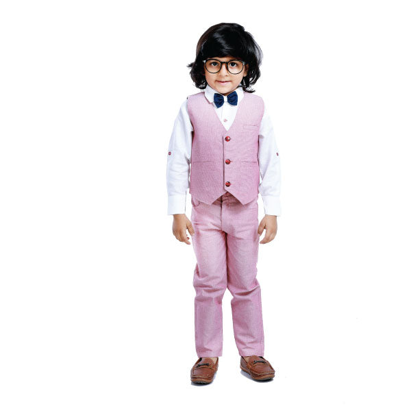 Rikidoos Pink Waistcoat with a White Shirt, Pink Pant & a Bow Tie