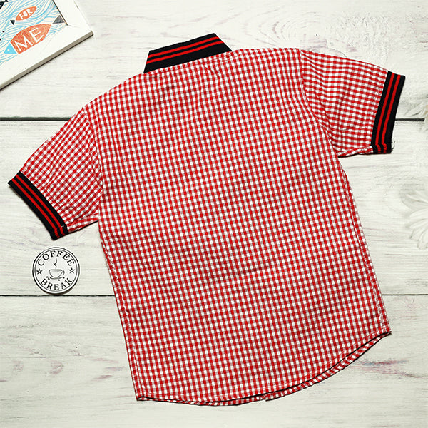 Rikidoos Red & White Checkered Half Sleeves Shirt
