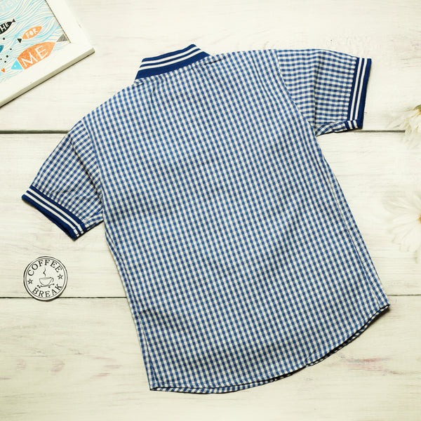 Rikidoos Blue & White Checkered Half Sleeves Shirt