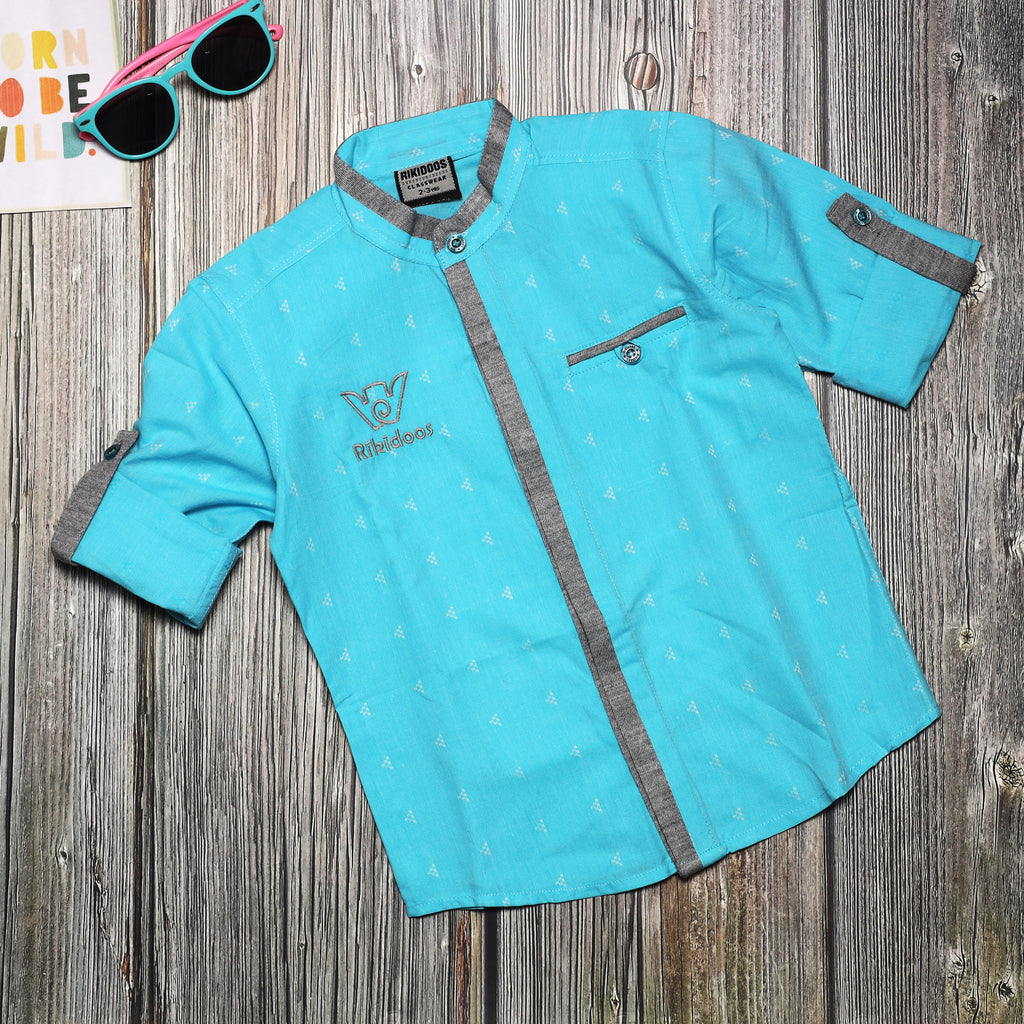 Rikidoos Neon Blue Full Sleeves Shirt with a pocket