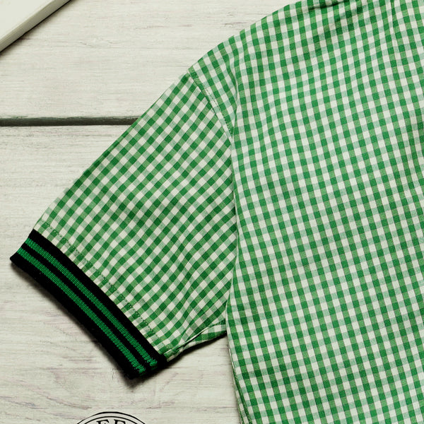 Rikidoos Green & White Checkered Half Sleeves Shirt