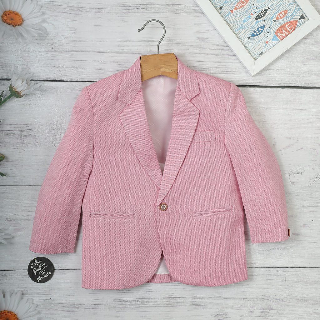 Rikidoos Baby Pink Solid Full Sleeves Blazer