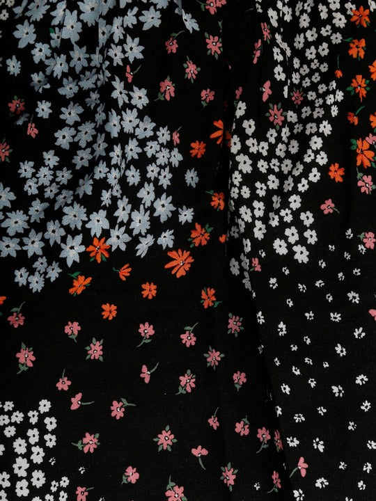 Rassha Black Full Sleeves Multi - Coloured Floral Printed Frock