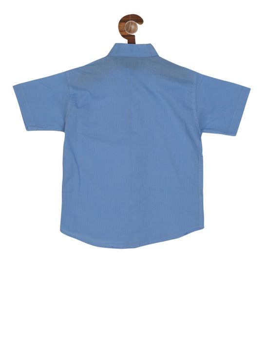 Rikidoos Blue Regular Fit Solid Casual Shirt