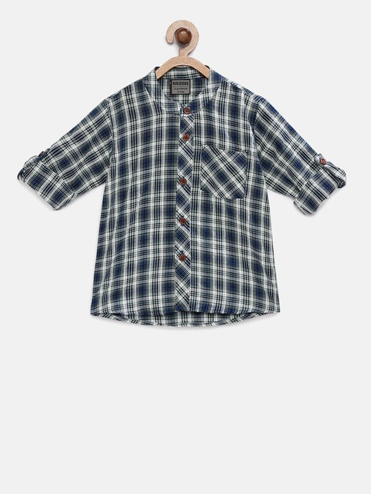 Rikidoos Green &amp; White Regular Fit Checked Casual Shirt