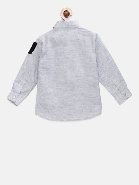 Rikidoos Grey Regular Fit Solid Casual Shirt