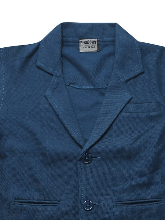 Rikidoos Navy Blue Solid Blazer With T-Shirt