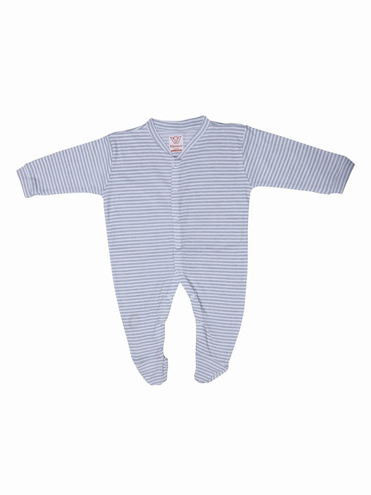 Rikidoos Pack of 3 Blue & White Cotton Sleepsuits