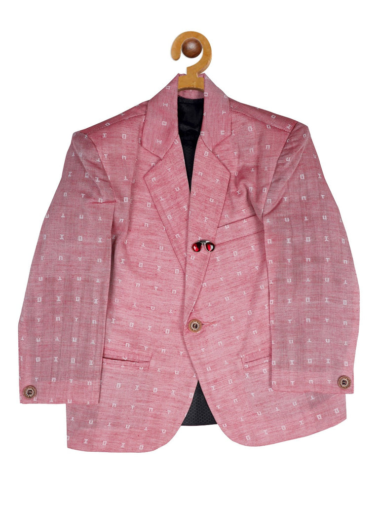 Rikidoos Peach-Coloured Printed Single-Breasted Formal Suit