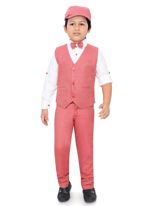 Rikidoos Red & White Pure Cotton Shirt with Trousers