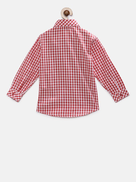 Rikidoos Red & White Regular Fit Checked Casual Shirt