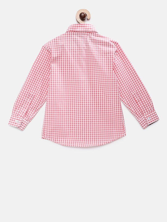 Rikidoos Red & White Tailored Fit Checked Casual Shirt