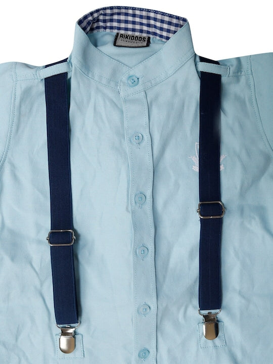 Rikidoos Turquoise Blue Shirt With Suspender